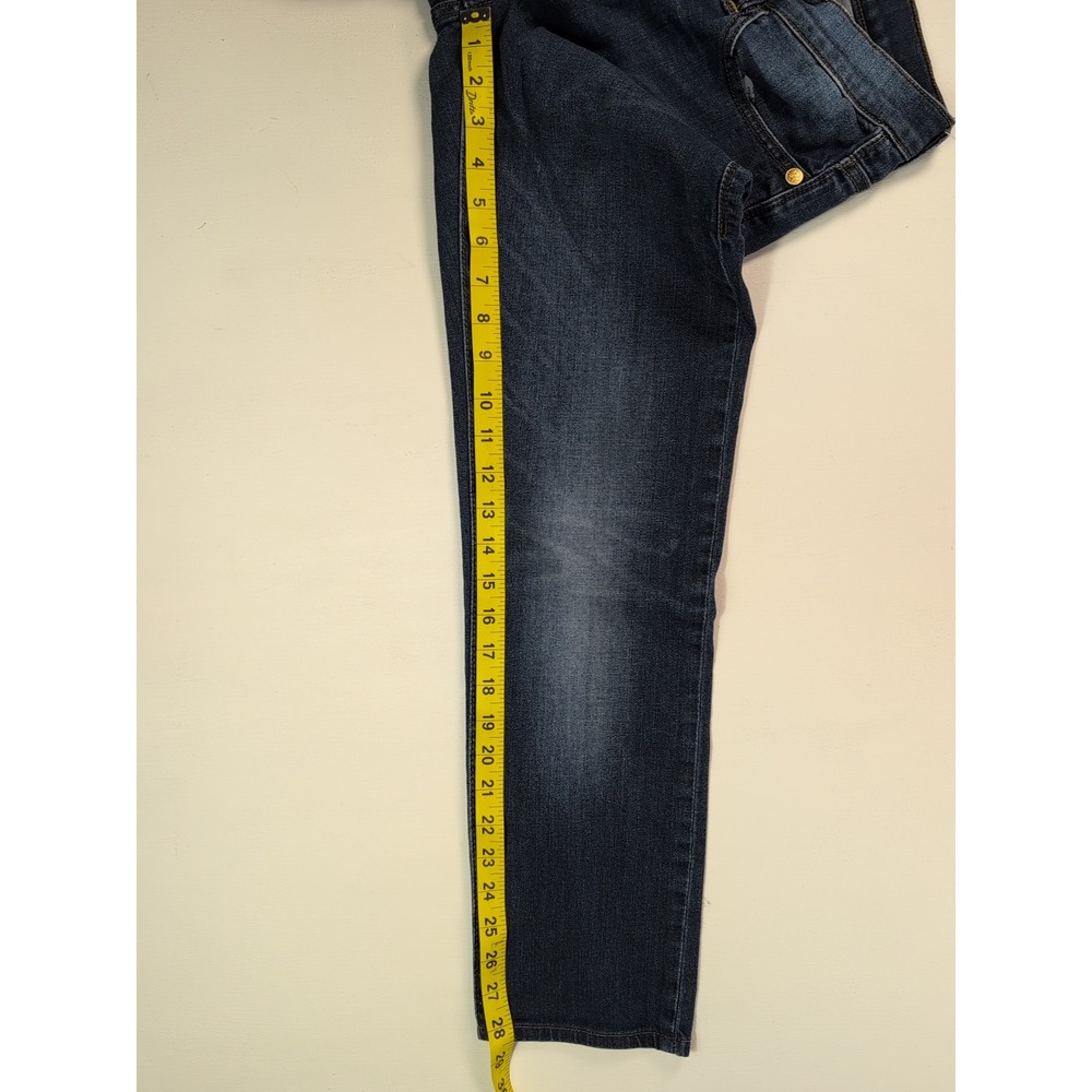 Rock & Republic Berlin Dark Wash Straight Leg Jeans Gold Logo Pockets Size 6 - Picture 5 of 13
